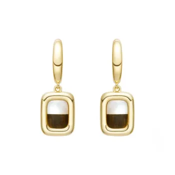 HEFANG Tableware 925 Sterling Silver Cappuccino Hoop Earrings Women's