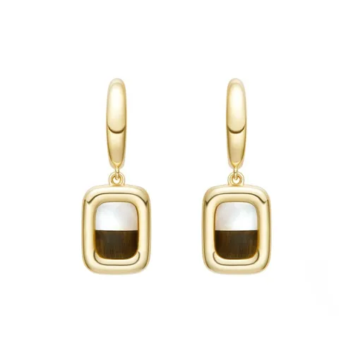 HEFANG Tableware 925 Sterling Silver Cappuccino Hoop Earrings Women's