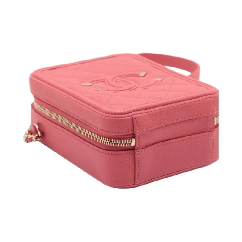 CHANEL Litchi Grain Calfskin Camera Bag, Shoulder Bag, Crossbody Bag Women's Pink-3