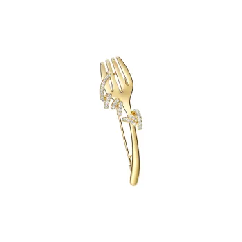 HEFANG 925 Sterling Silver Fork Spaghetti Brooch Women's