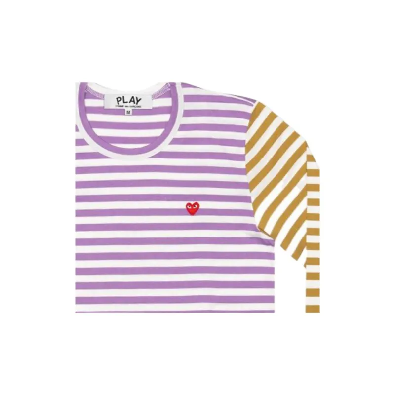 CDG Play T Shirts Men Yellow Purple Color Block-1