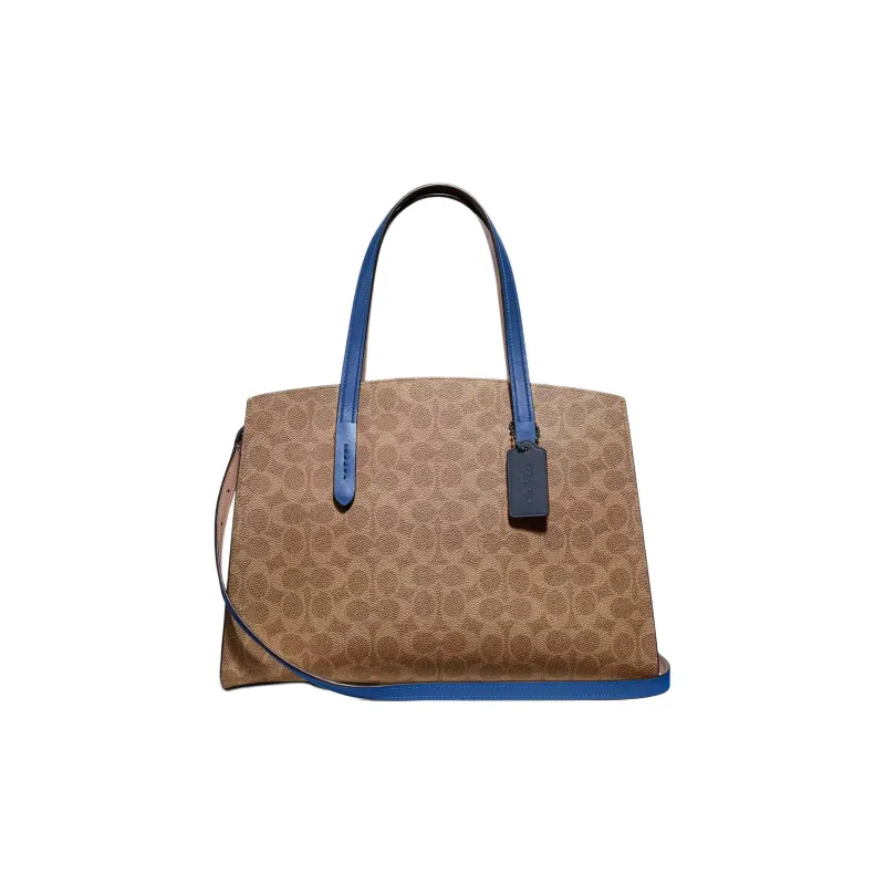 COACH Charlie Canvas With Leather Shoulder Bag Crossbody Bag Handbags Large Size Women's Antique Floral & Blue-0