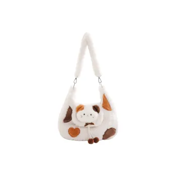 Holding Bamboo Polyester Shoulder Bag Regular Women's White