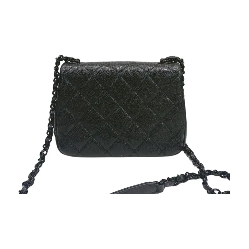 CHANEL Grain Embossed Calfskin Mini Square Flap Bag, Top Handle Shoulder Bag, Crossbody Bag Women's Black-2