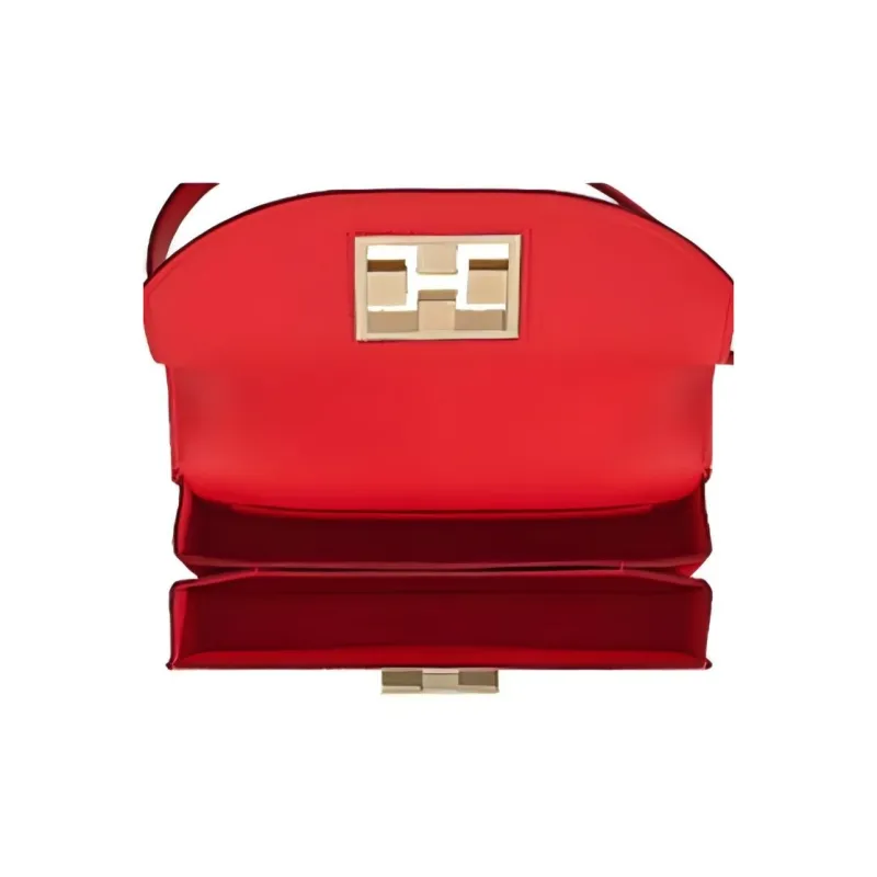 HERMES Mosaique Epsom Leather Shoulder Bag Women's Red-4