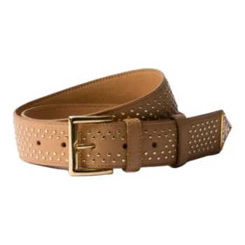 PRADA Leather, Stud Leather Belts Unisex Brown 
