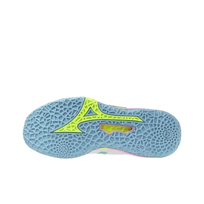 Mizuno Wave Stealth Slip-Resistant Soccer Shoes Unisex White Lime Gray-4