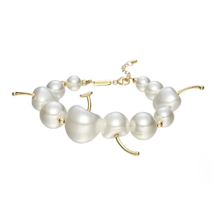 HEFANG S925 Silver Cream Cherry Bracelet Women's-0