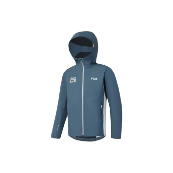 FILA CYCLING Outdoor Hiking Waterproof And Windproof To Keep Warm Windbreaker Jacket Men's Reef Blue