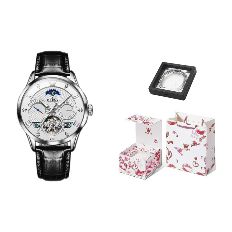 OLEVS Mechanical Movement Watch Men's Watches White Dial-11