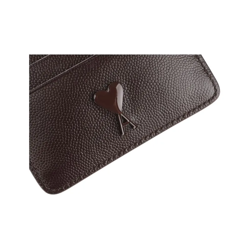 AMIPARIS Cow Leather Business Card Holder Card Case Men's Brown-4