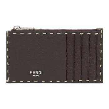 FENDI Calfskin Card Holder Men's Brown