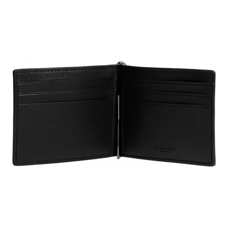 COACH Billfold Wallet Coated Canvas Wallet Mini Women's Black-4