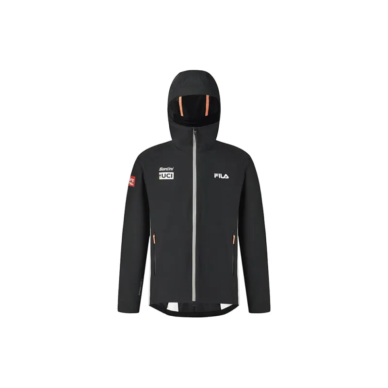 FILA CYCLING Outdoor Hiking Waterproof And Windproof Windbreaker Jacket Men's Pitch Black-2