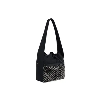 KENZO Cotton Shoulder Bag Medium Size Women's Black