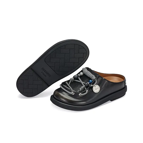 SUGARSU Abrasion-Resistant Slip-Resistant Wrap-toe Slippers Women's Black-4
