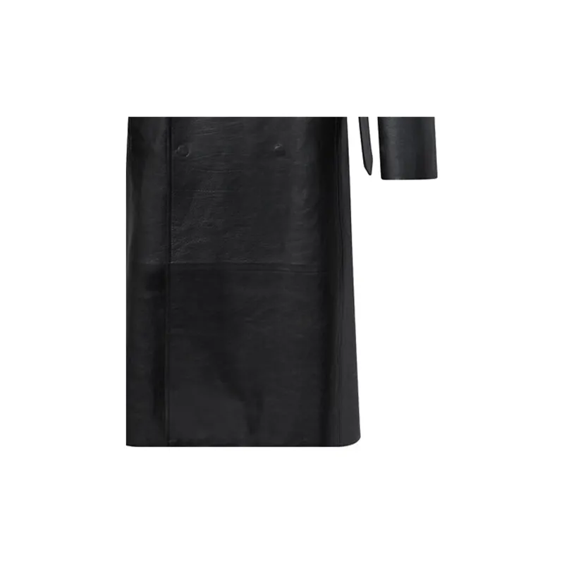 LOUIS VUITTON Leather Double Breasted Coat-4