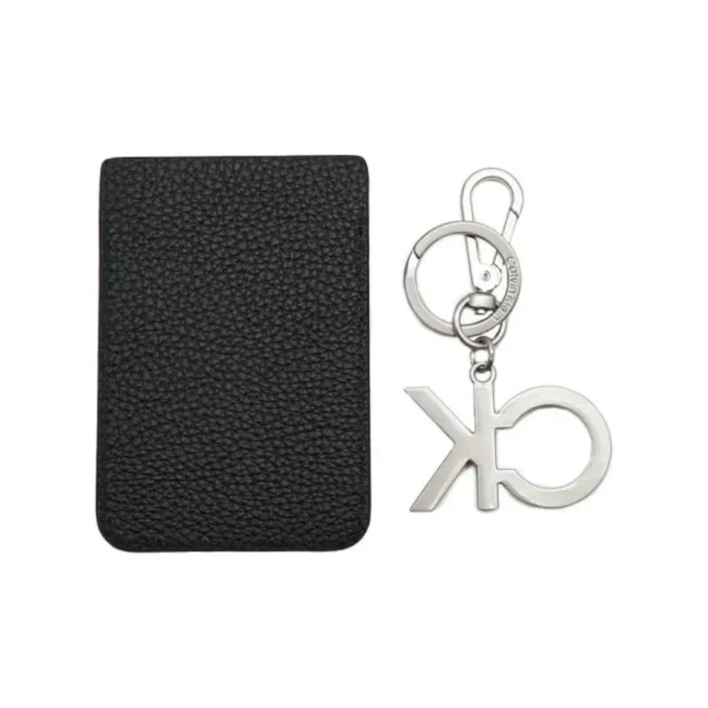 CK/Calvin Klein Grained Calfskin Wallets Card Holders Men's Black-2