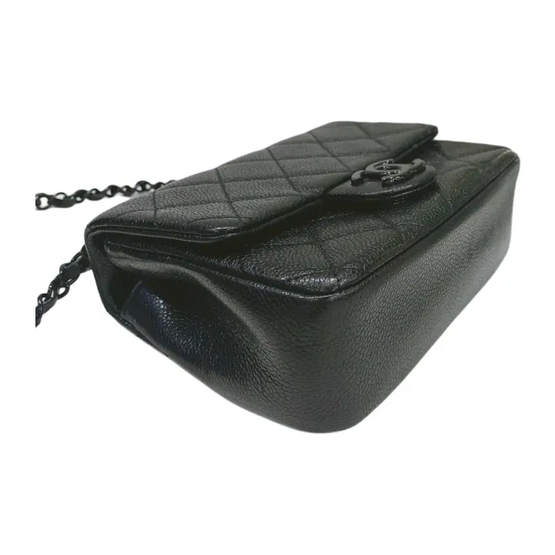CHANEL Grain Embossed Calfskin Mini Square Flap Bag, Top Handle Shoulder Bag, Crossbody Bag Women's Black-3