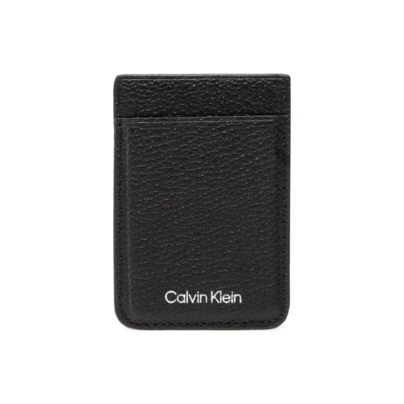 CK/Calvin Klein Grained Calfskin Wallets Card Holders Men's Black-3