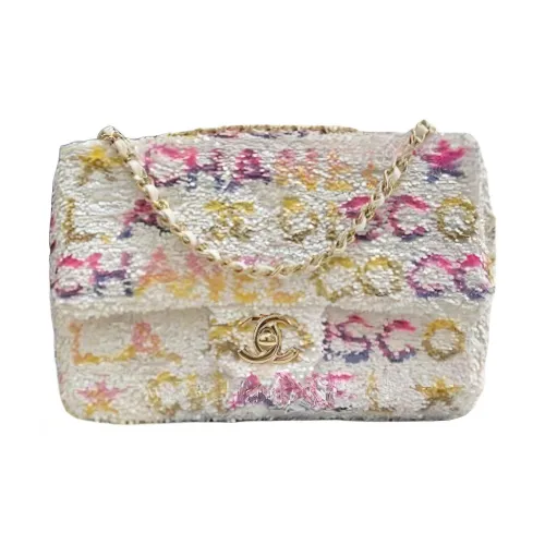 CHANEL Sequins Mouth Cover Bag Crossbody Bag Small Size Women's White & Pink