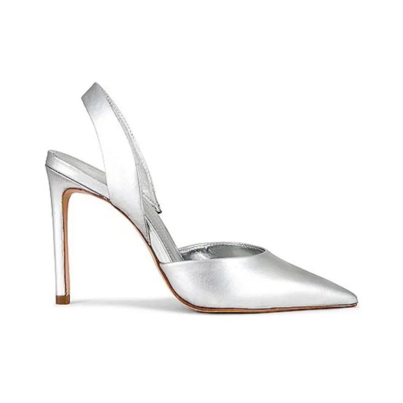Schutz Lou Slim Heel High Heels 10cm Women's Silver-1