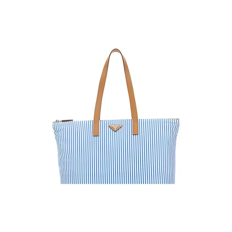 PRADA Leather Detail Tote Bag Shopping Bag Shoulder Bag Handbag Regular Men's Blue/White-3