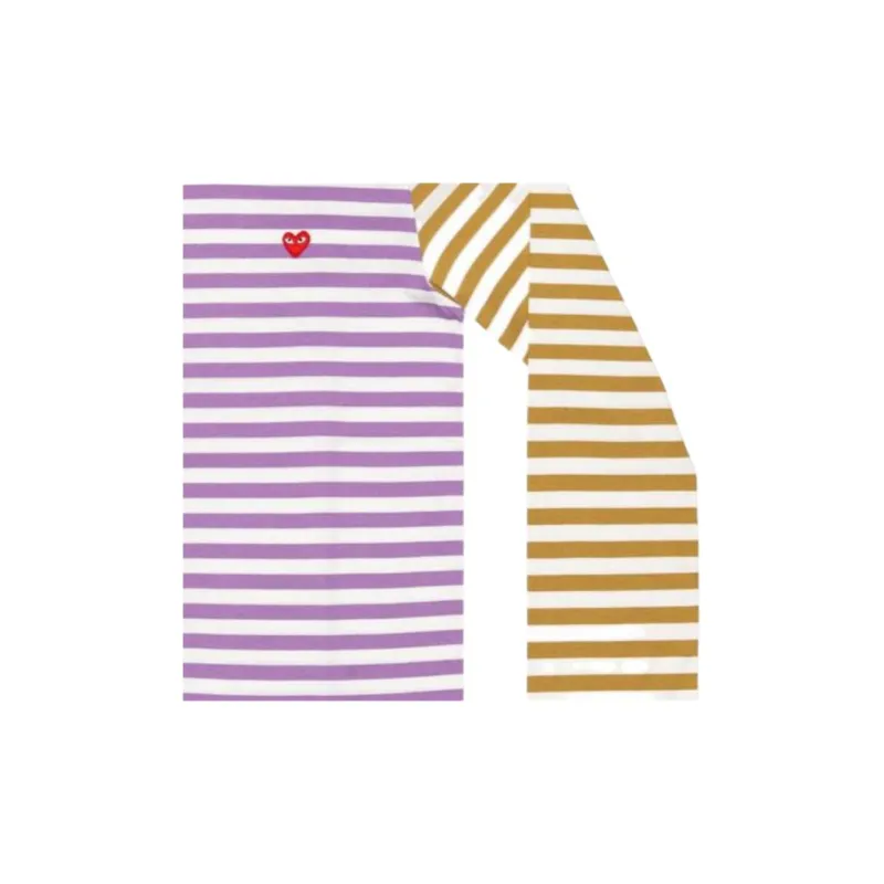 CDG Play T Shirts Men Yellow Purple Color Block-2