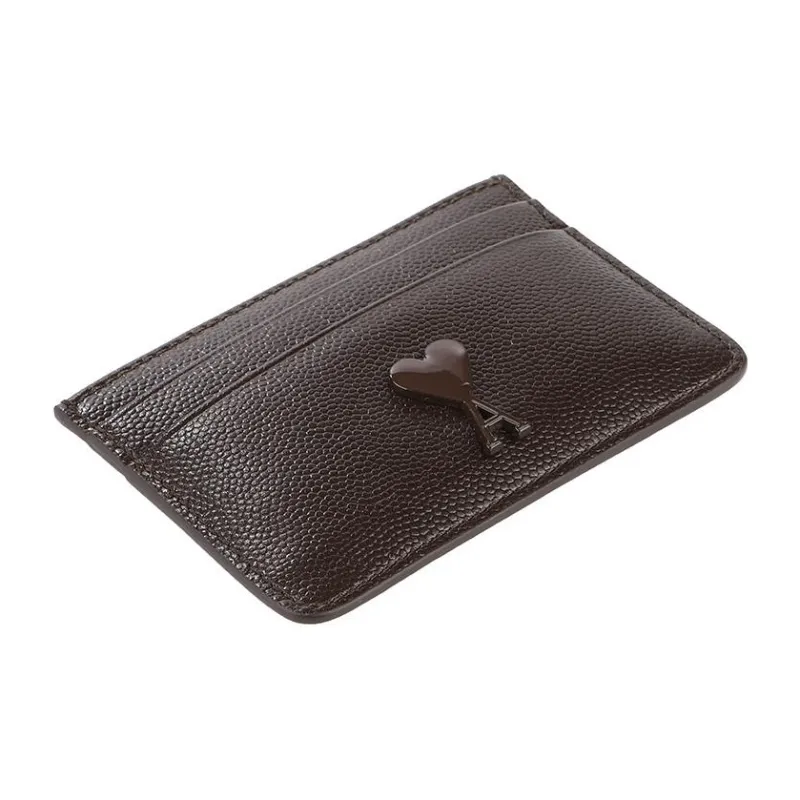 AMIPARIS Cow Leather Business Card Holder Card Case Men's Brown-2