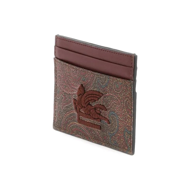 ETRO Jacquard Coated Cotton Fabric Card Holder Women's Brown-1
