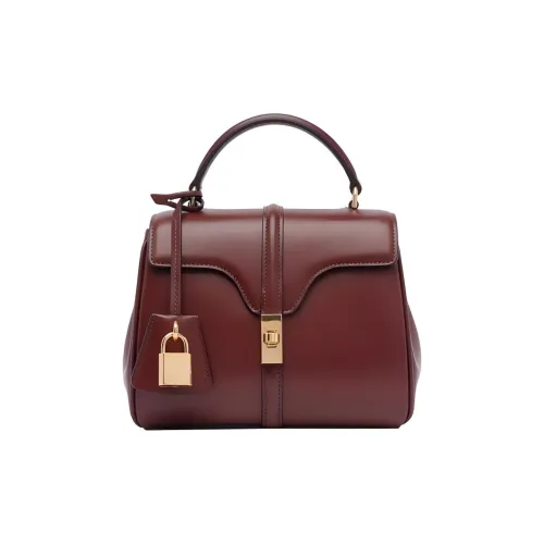 celine Camarat Calfskin Shoulder Bag Crossbody Bag Handbag Mini Women's Burgundy
