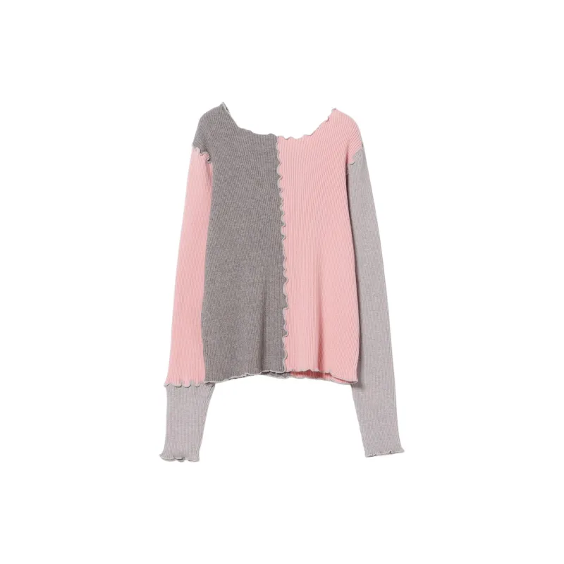 Beams Sweater Women's Gray Pink-1