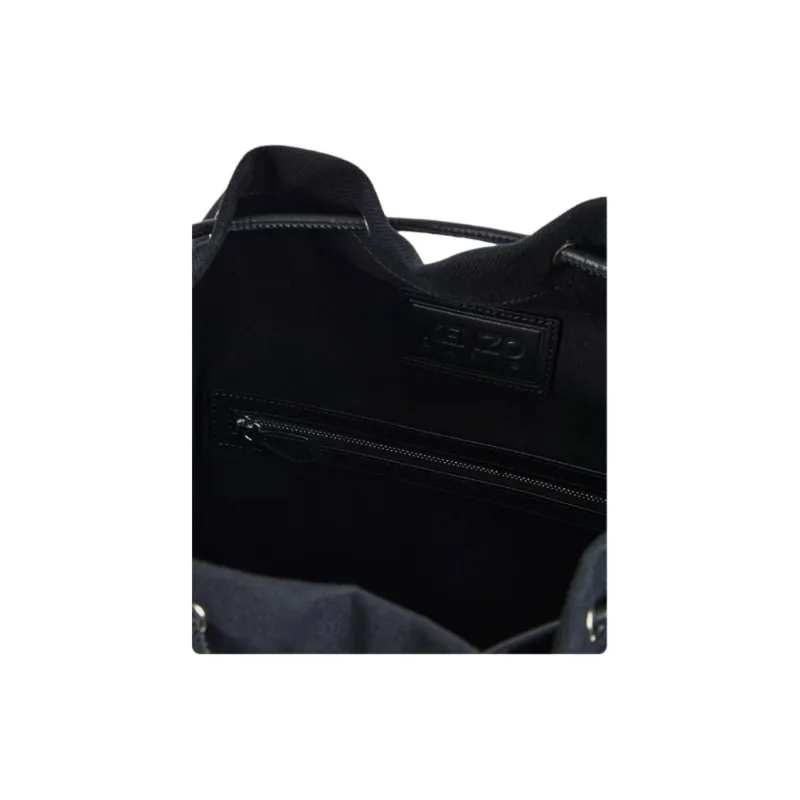 KENZO Cotton Shoulder Bag Medium Size Women's Black-3