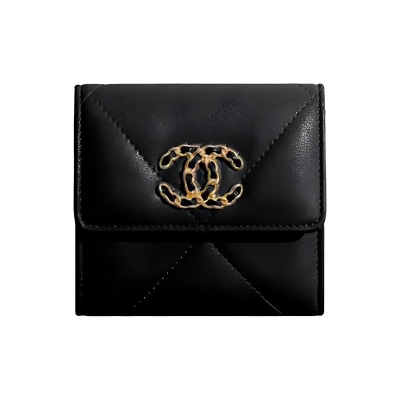CHANEL 19Bag Goatskin Flap Wallet Trumpets Women's Black-0