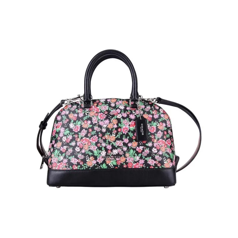 COACH Sierra Leather Shoulder Bag Crossbody Bag Handbag Medium Size Women's Black/Multicolor-1