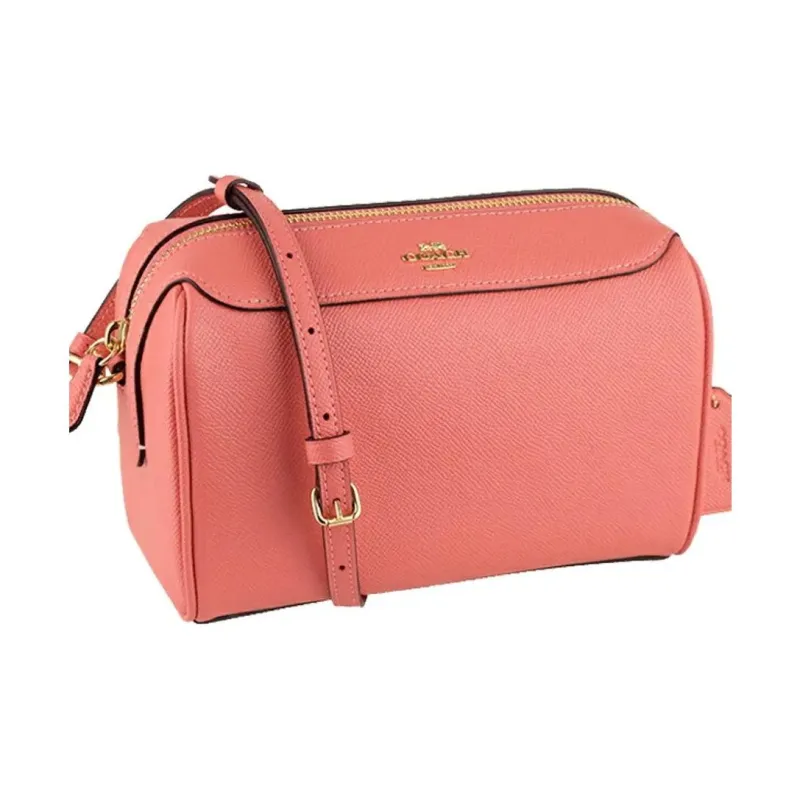 COACH Bennett Leather Boston Bucket Bag Shoulder Bag Crossbody Bag Small Size Women's Pink-1