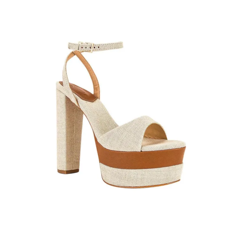 Schutz Kailah One Strap Sandals 14.6cm Women's Beige-2