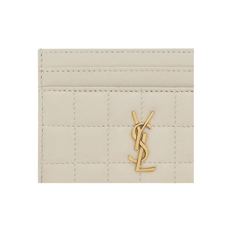 SAINT LAURENT Sheepskin Card Holder Regular Women's White-3