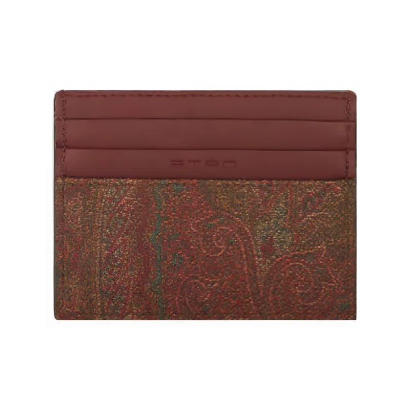 ETRO Jacquard Coated Cotton Fabric Card Holder Women's Brown-2