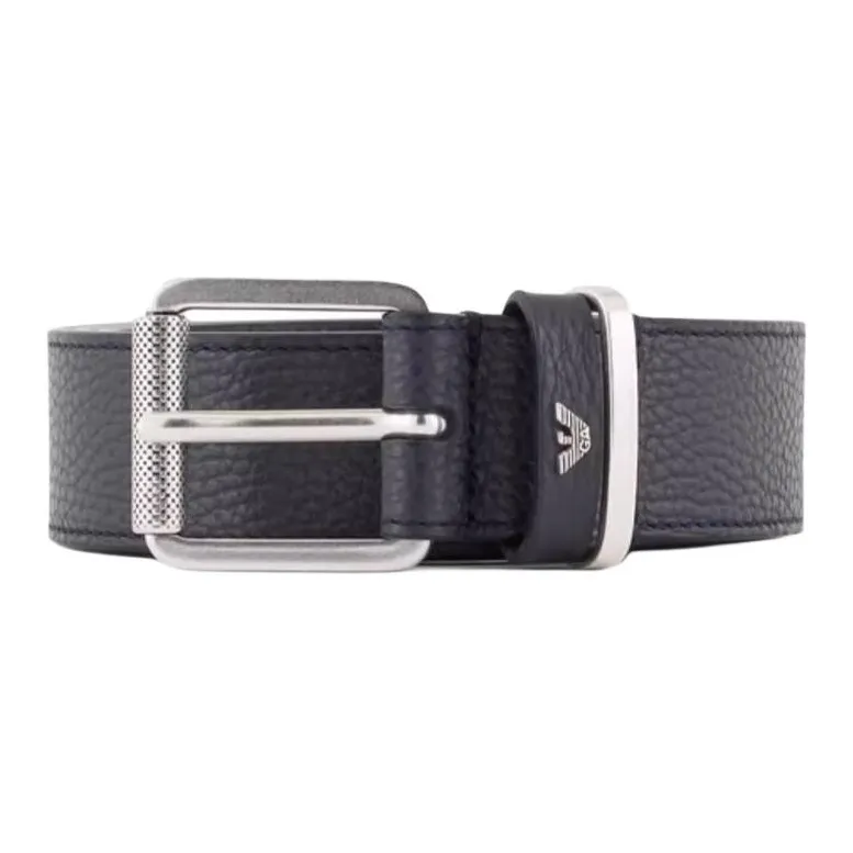 EMPORIO ARMANI Pebbled Leather Belt With Oversized Logo Lettering-2