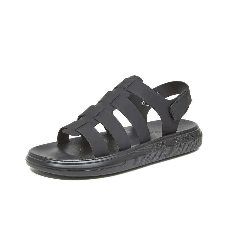 OULISASI Roman Sandals Men's Black-1