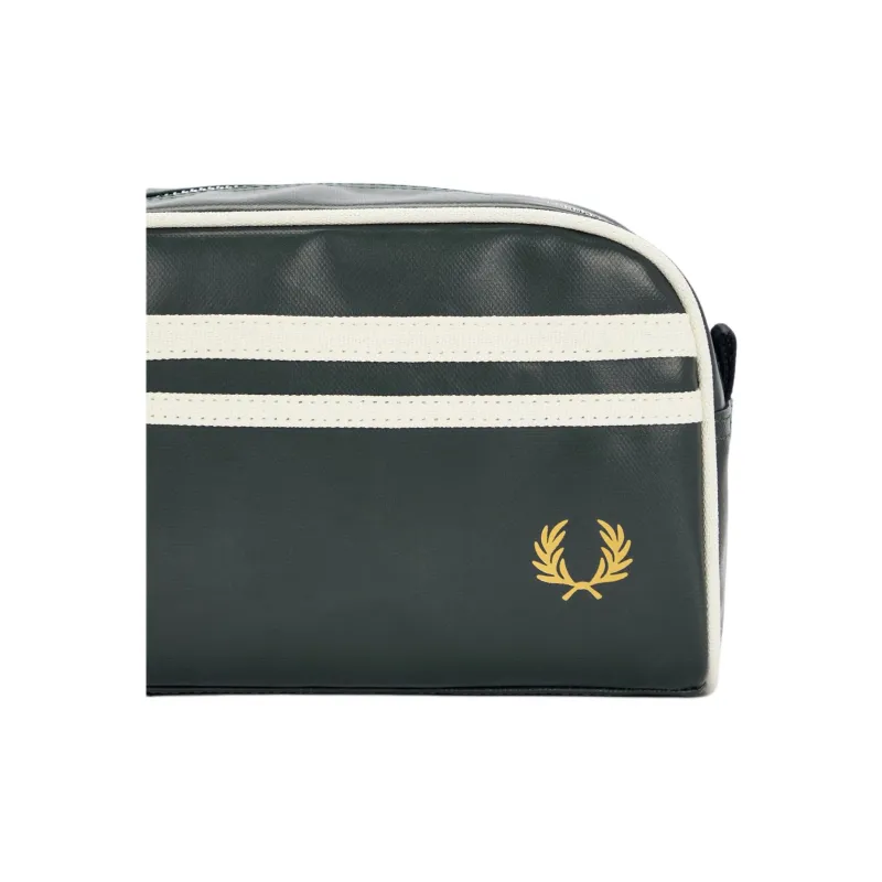 FRED PERRY Recycled Polyester Toiletry Bag Unisex Leaf Green & Beige-4