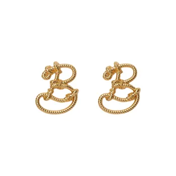 Burberry Brass Stud Earrings Unisex Gold