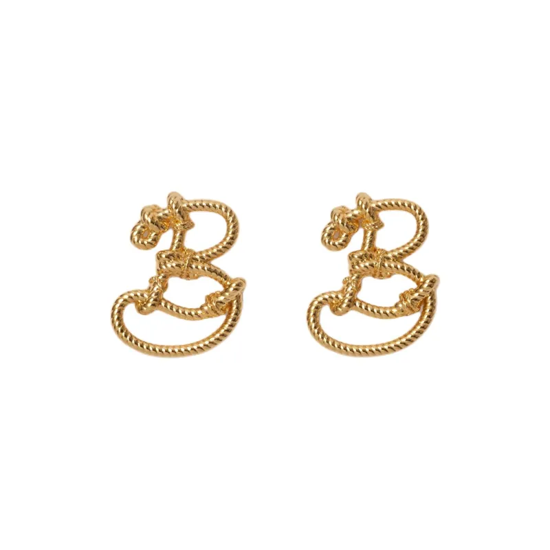 Burberry Brass Stud Earrings Unisex Gold-0