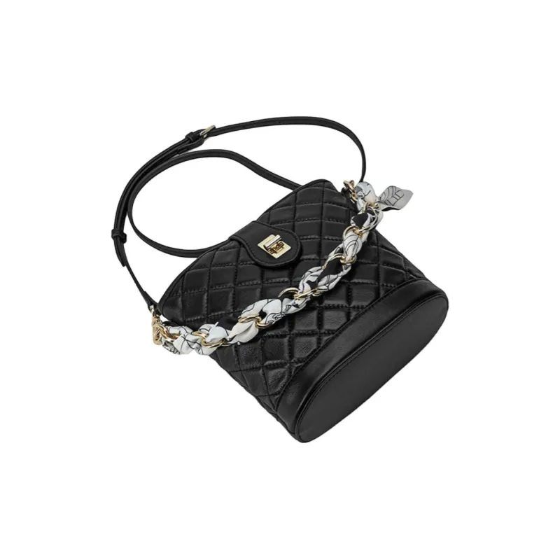 Playboy Top Grain Cow Leather Handbag Medium Size Women's Black-6