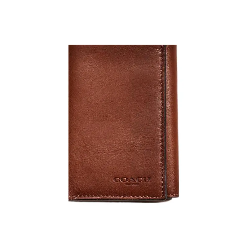 COACH Trifold Wallet Leather Card Holder Wallet Unisex Chestnut-1