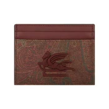 ETRO Jacquard Coated Cotton Fabric Card Holder Women's Brown