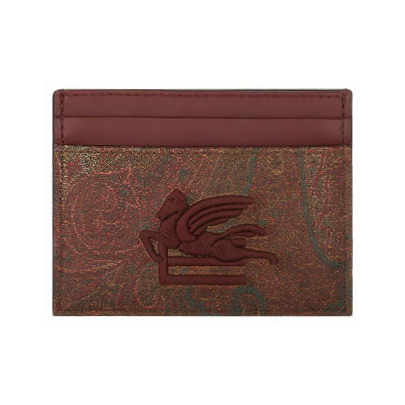 ETRO Jacquard Coated Cotton Fabric Card Holder Women's Brown-0