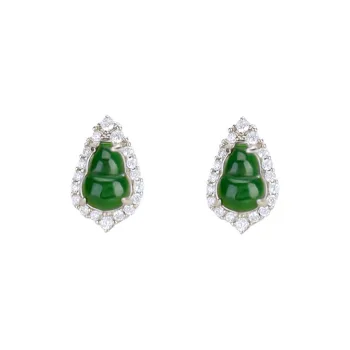 Tokai Family Ice Type Jadeite Stud Earrings Women's