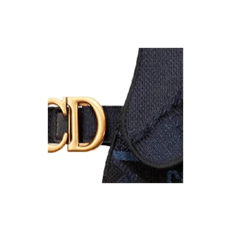 DIOR Saddle Canvas Saddle Bag Fanny Pack Women's Navy Blue-4